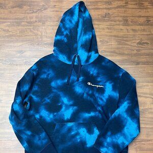 Champion Blue Tie Die Hoodie Sz Large